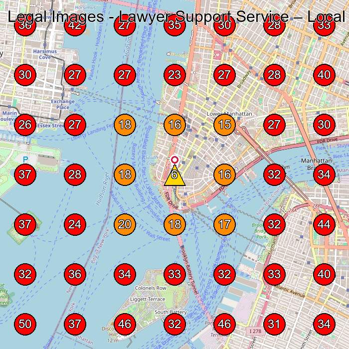 Legal Images - Lawyer Support Service GeoGrid visibility map for Legal Services in New York